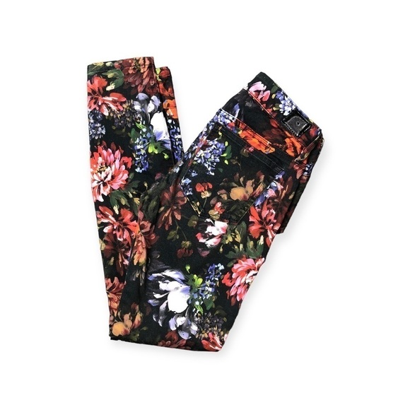 Guess jeggings slim fit stretch black floral painting print bright bold 26 - Picture 1 of 11